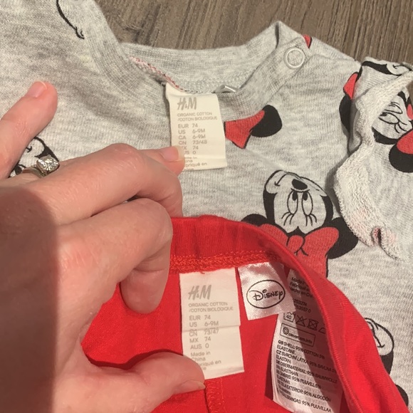 HM. Baby girl Minnie Mouse 2 piece outfit. Tunic with ruffle sleeve. Size 6-9m - Picture 2 of 4